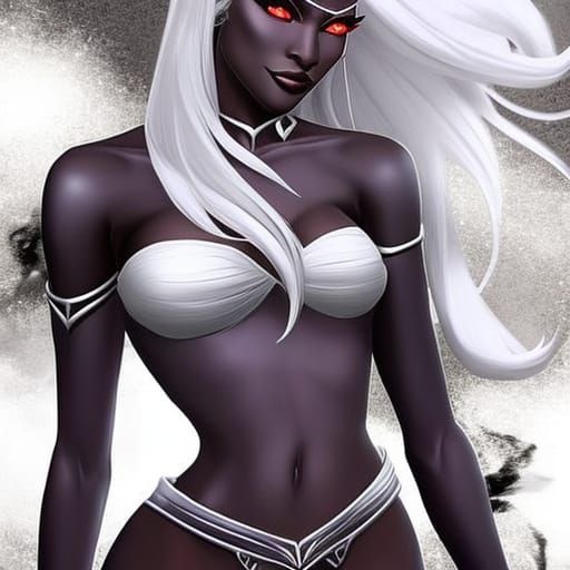 Hyperrealistic Drow Elf Woman Portrait