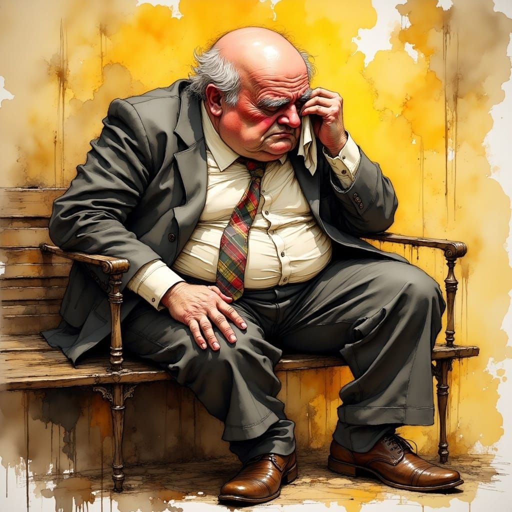 Sweaty Gentleman Finds Relief in Summer Heat