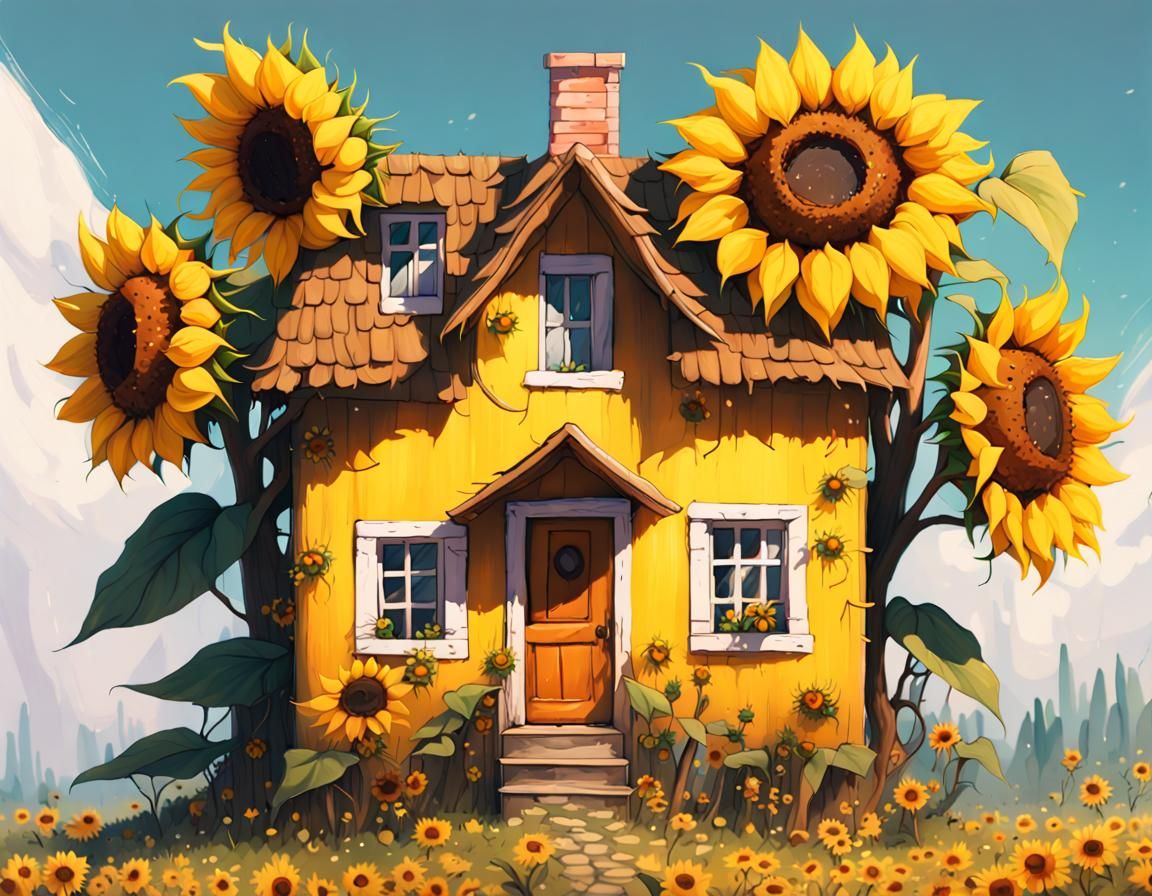 Fantasy Sunflower House in Van Gogh Style