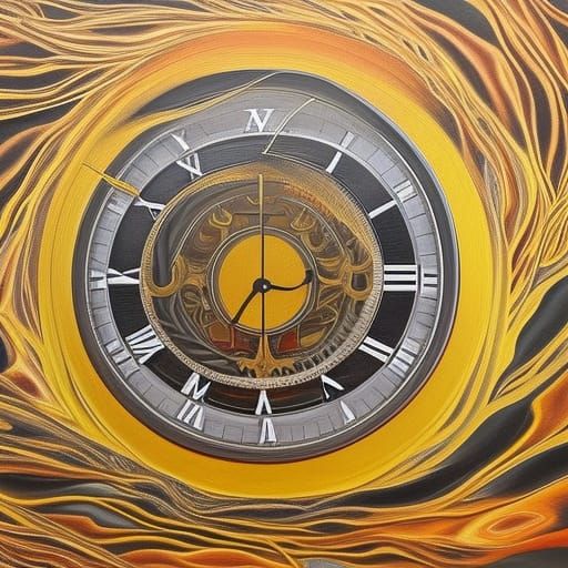 Surreal Clock Face in Hyper-Realistic Oil Painting