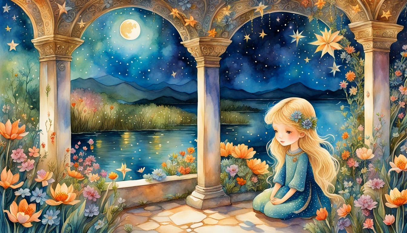 Magical Garden: Watercolor Children in Love