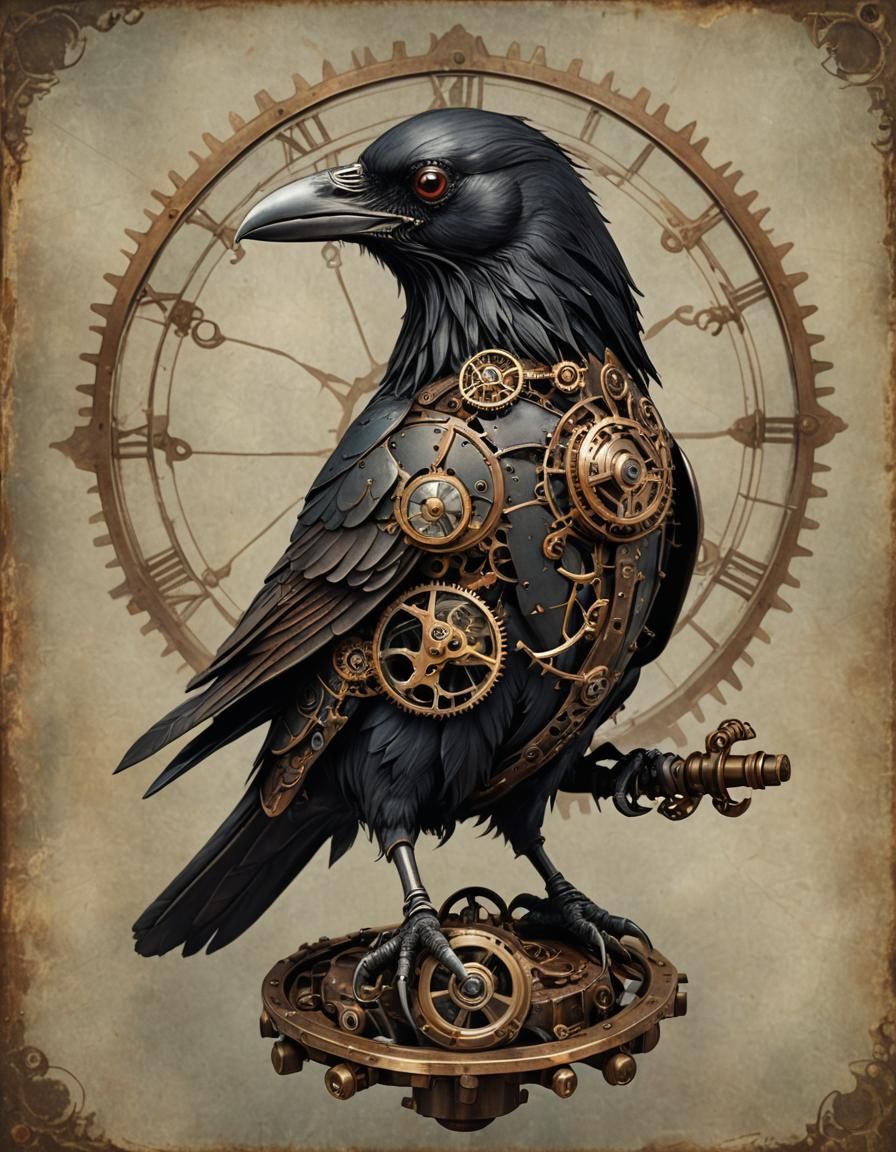 Steampunk Clockwork Raven in Matthias Hauser Style