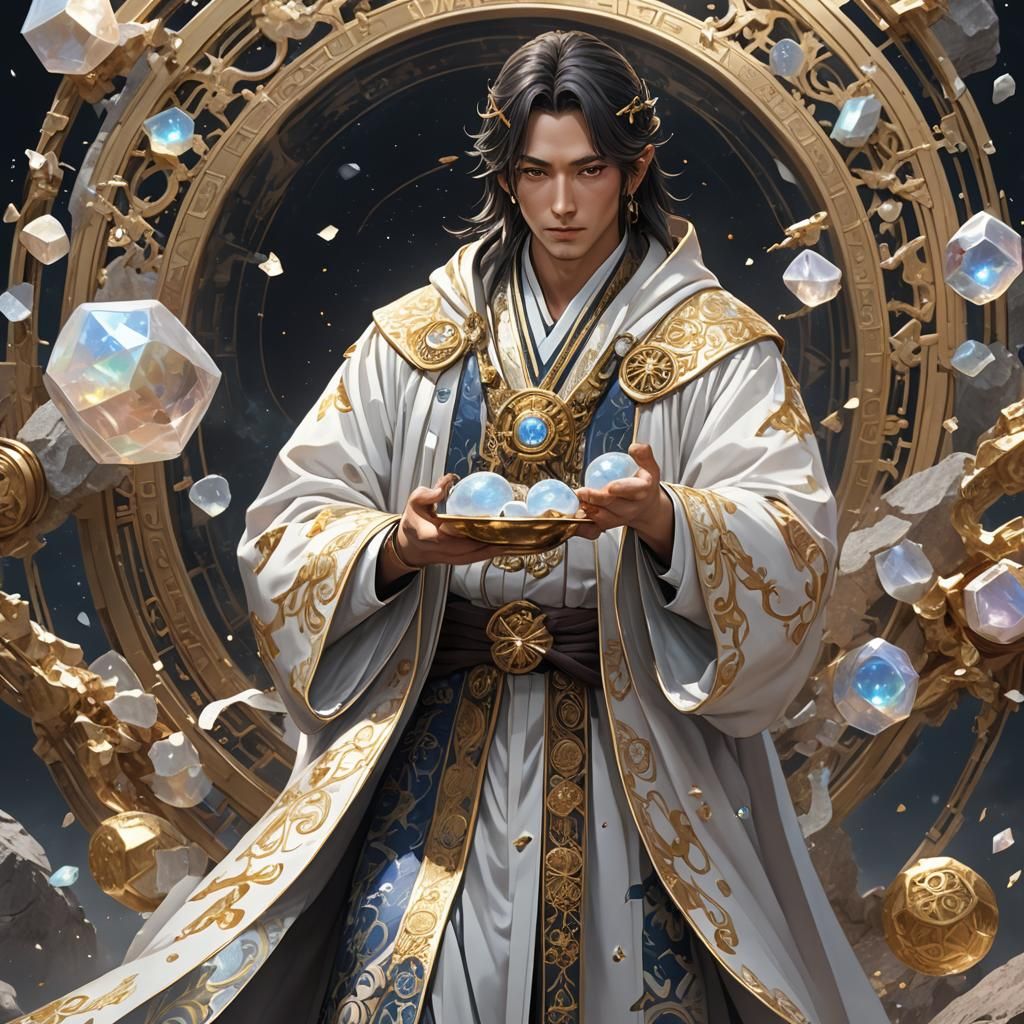 Magician Lifts Rock with Earth Magic in 3D Anime Art