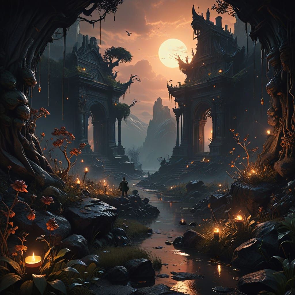 Surreal Horror Scene in Volumetric Lighting, Inspired by Neo...