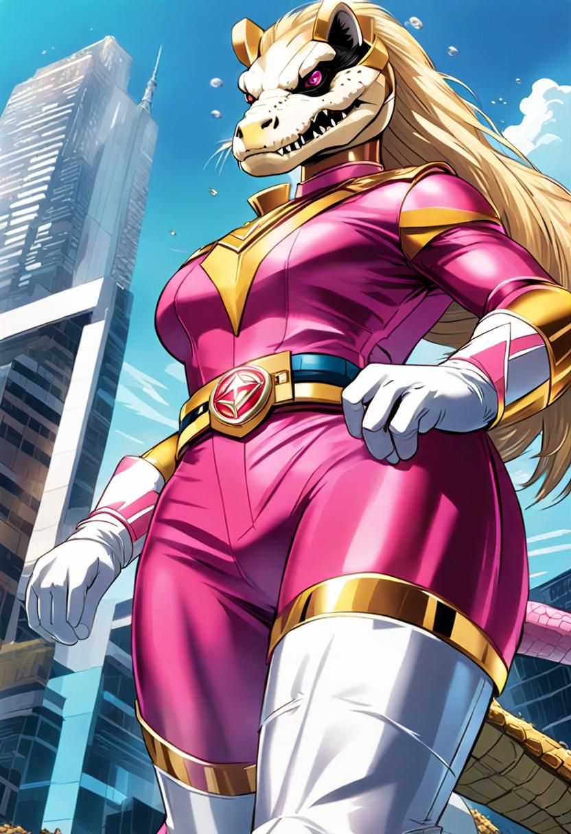 Macho Crocodile Superhero in Comic Book Art Style