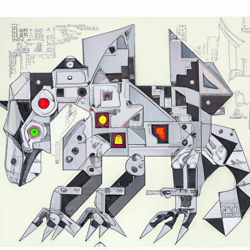 Abstract Cubist Space Dragon in Geometric Style