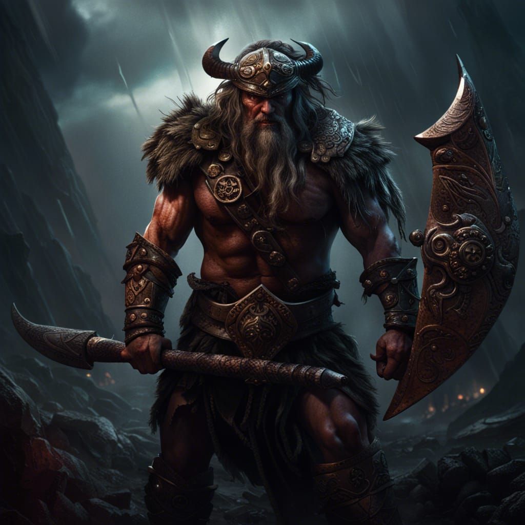 Epic Berserker Warrior with Double Axe