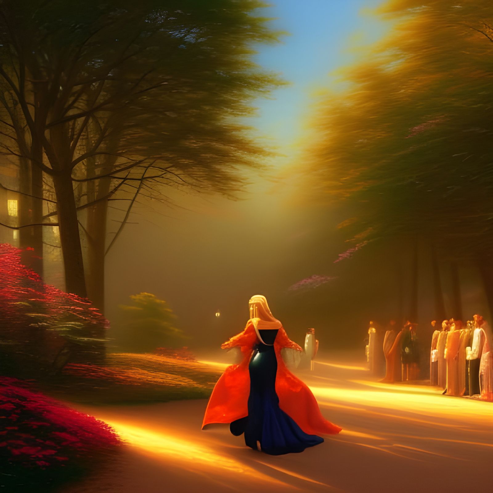 Blond Woman on Stage in Ethereal Oil Painting