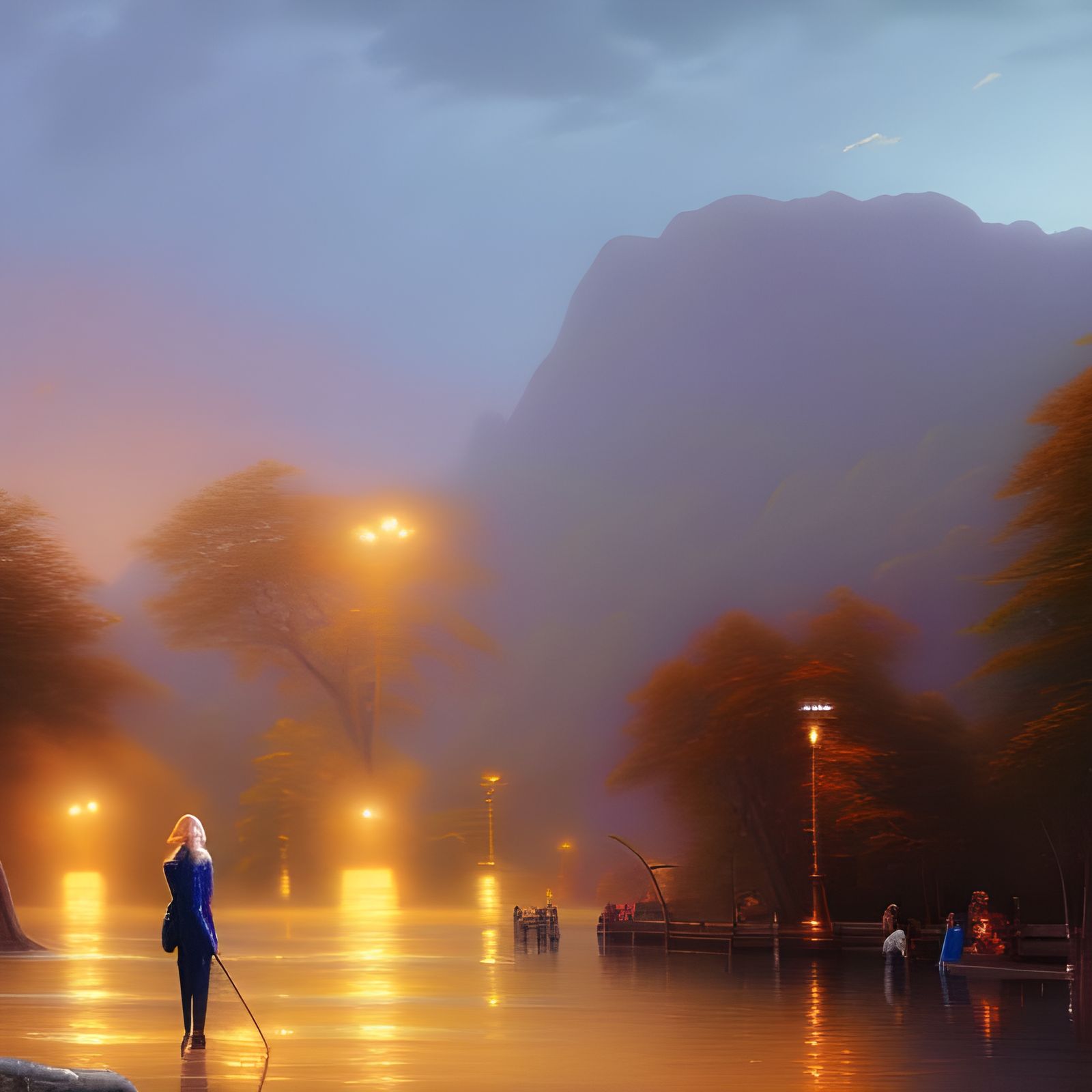 Blonde Woman on Stage in Ethereal Digital Art