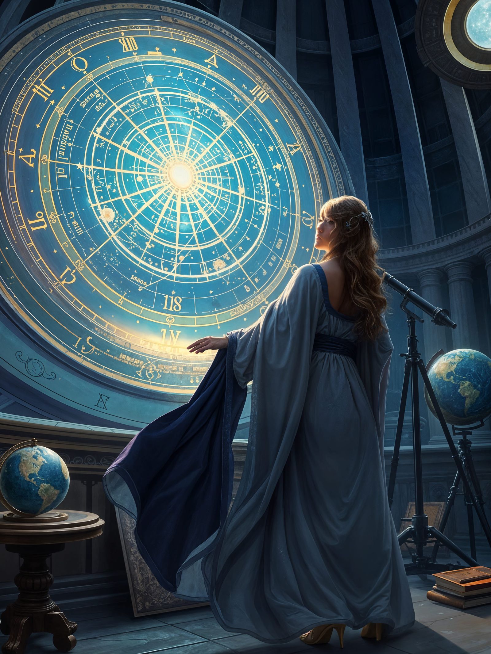 Elegant Cartographer Unveils Ancient Star Chart Secrets