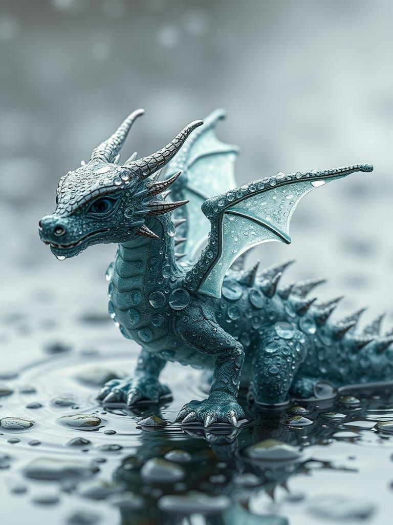 Cute Water Dragon in Epic Fantasy Masterpiece
