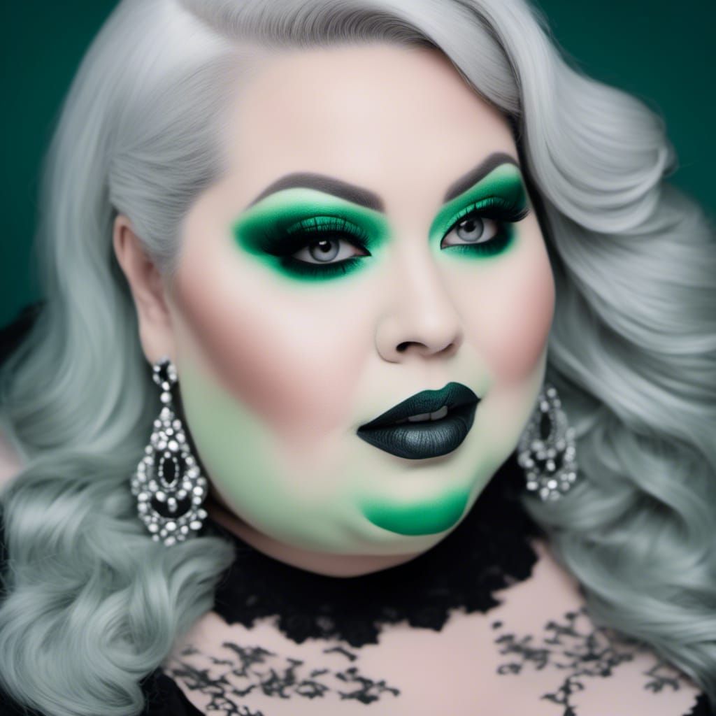 Gothic Pastel Portrait of a Curvy Woman