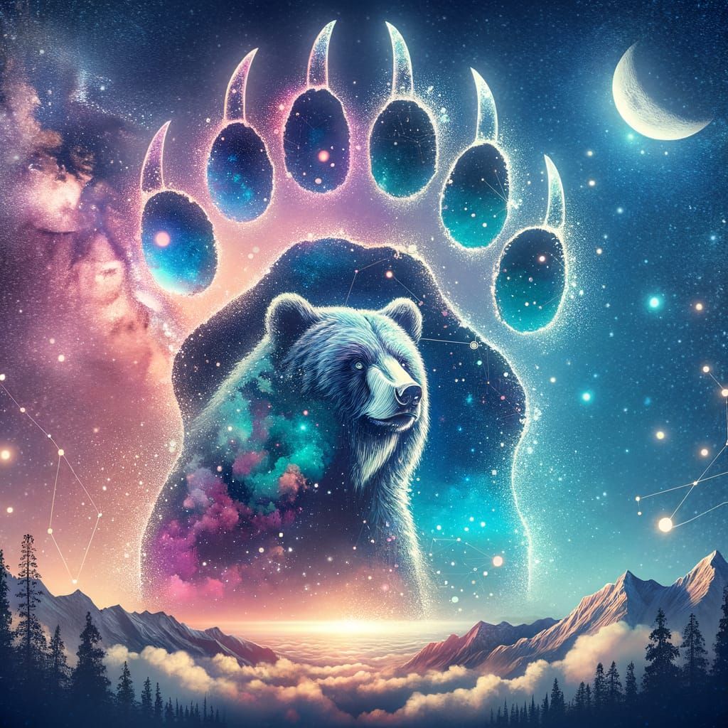 Star Bear Double Exposure Collage Art