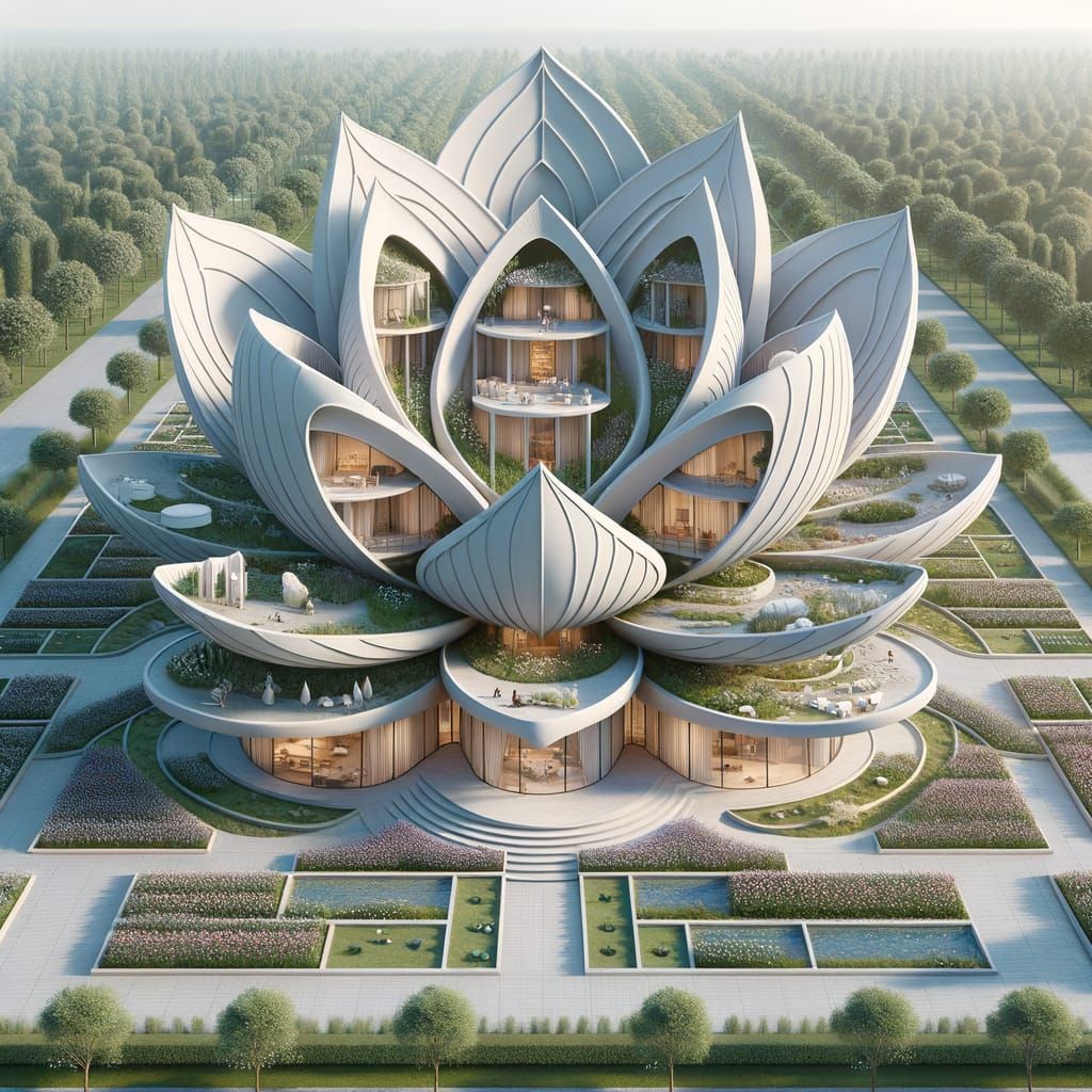 Flower-Shaped Villa Architectural Design in Courtyard