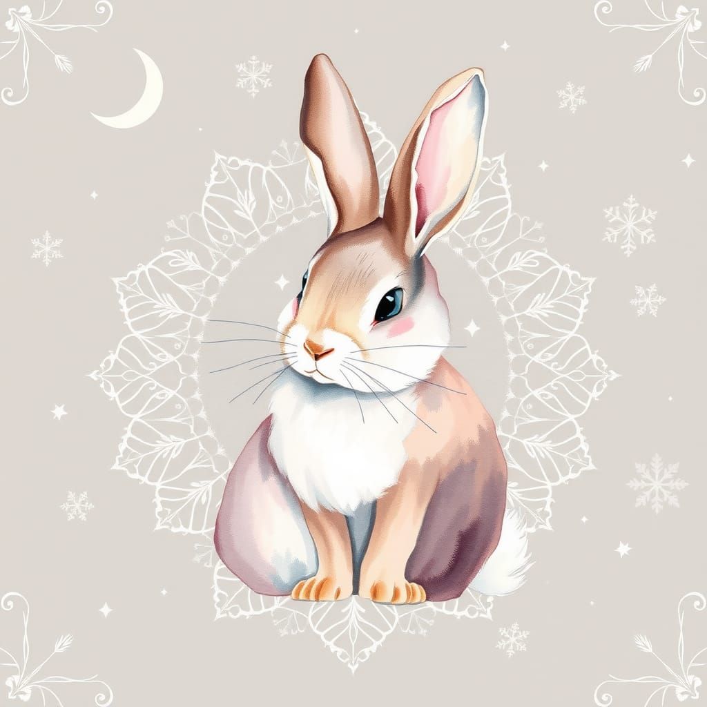 Whimsical Watercolour Rabbit with String Art