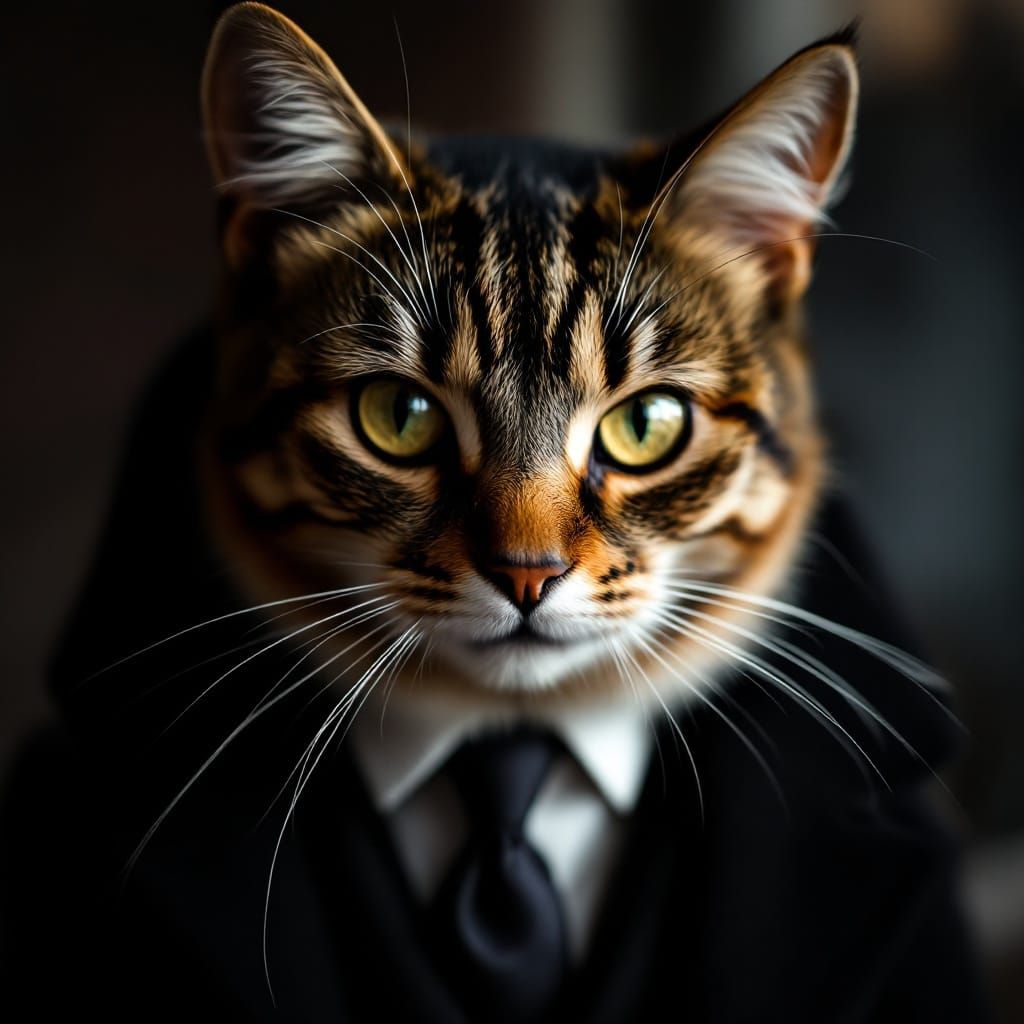 Sleek British Cat Exudes Mafia Charm in Intimate Portrait
