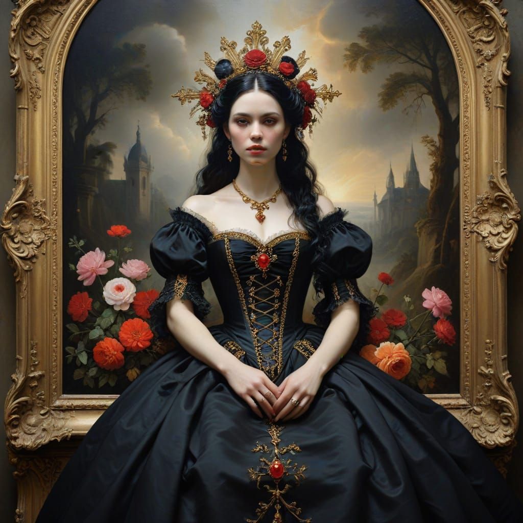 Beautiful Gothic Goddess, Baroque Painting