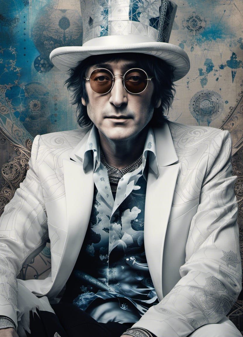 John Lennon Portrait with Shiny Aura, Digital Art