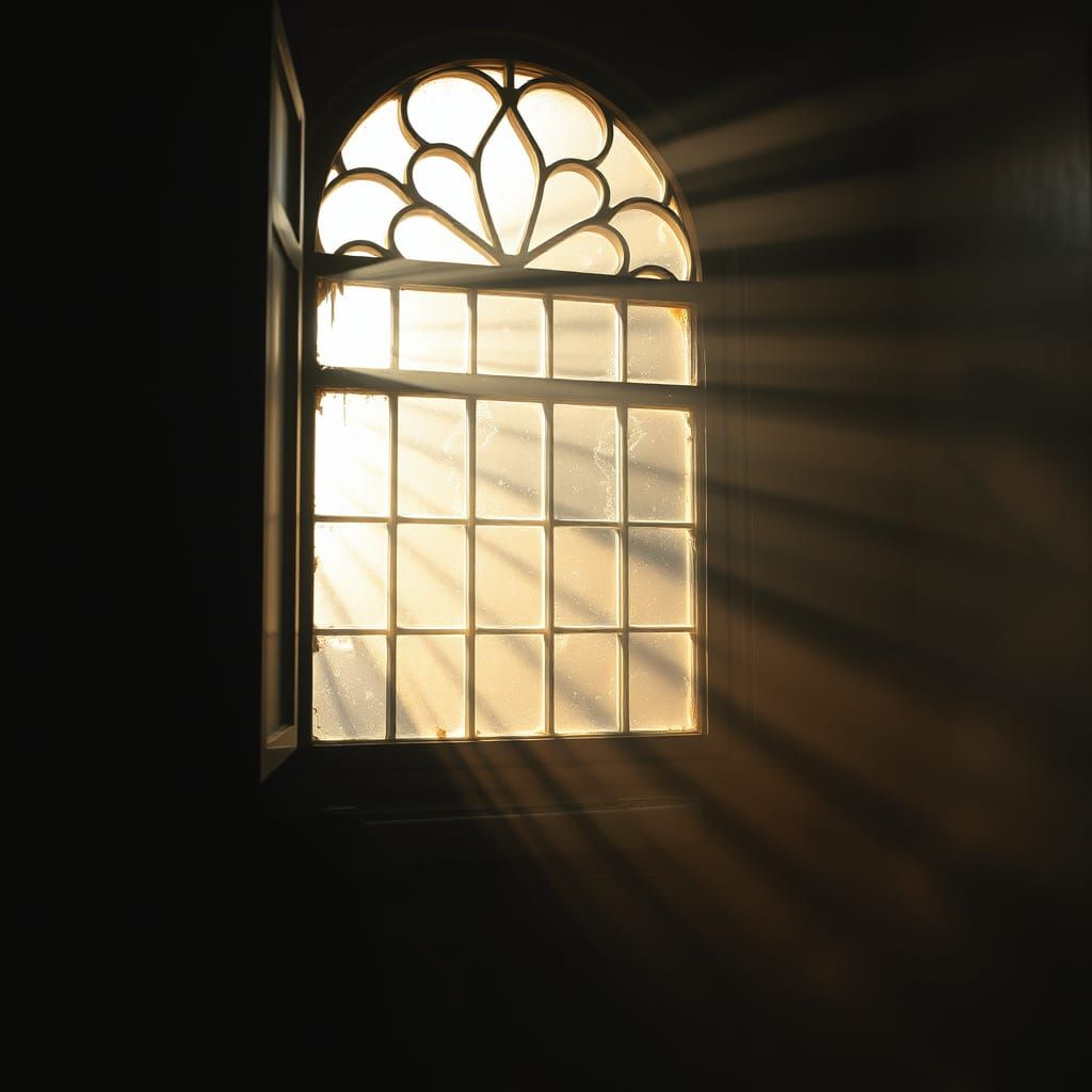 Warm Sunlight Illuminates a Smoky, Moody Room in a Cinematic...