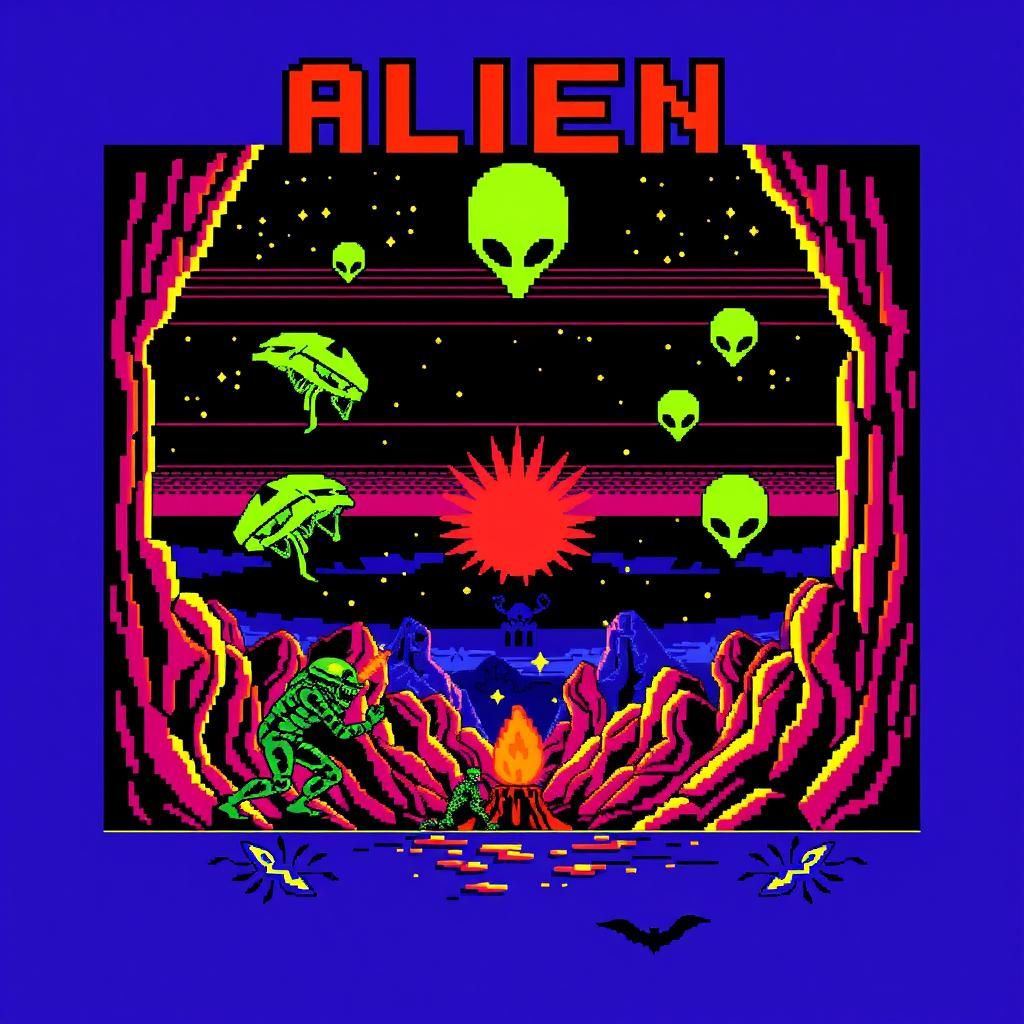 Alien Invasion Arcade Game in Pixel Art