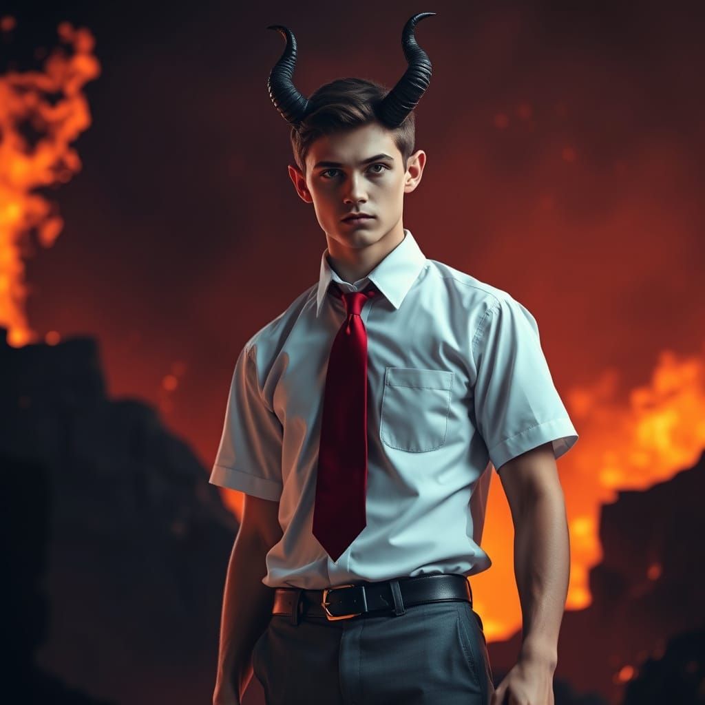 Gothic Demon in Hellish Setting