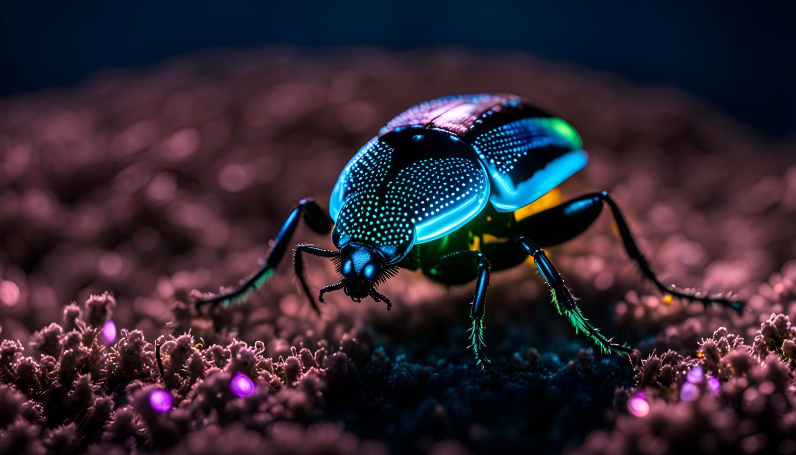 Glowing Bioluminescent Beetle in High Definition