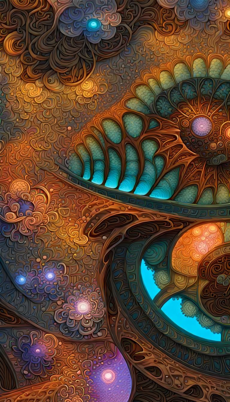 Abstract Fractal Landscape in Neon Colors