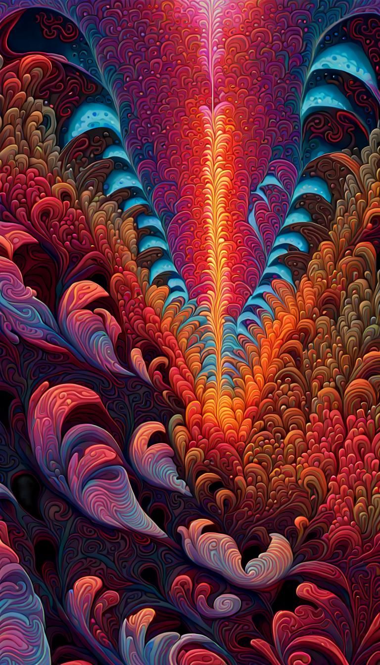 Bright Contrasting Fractal Landscape in Psychedelic Style