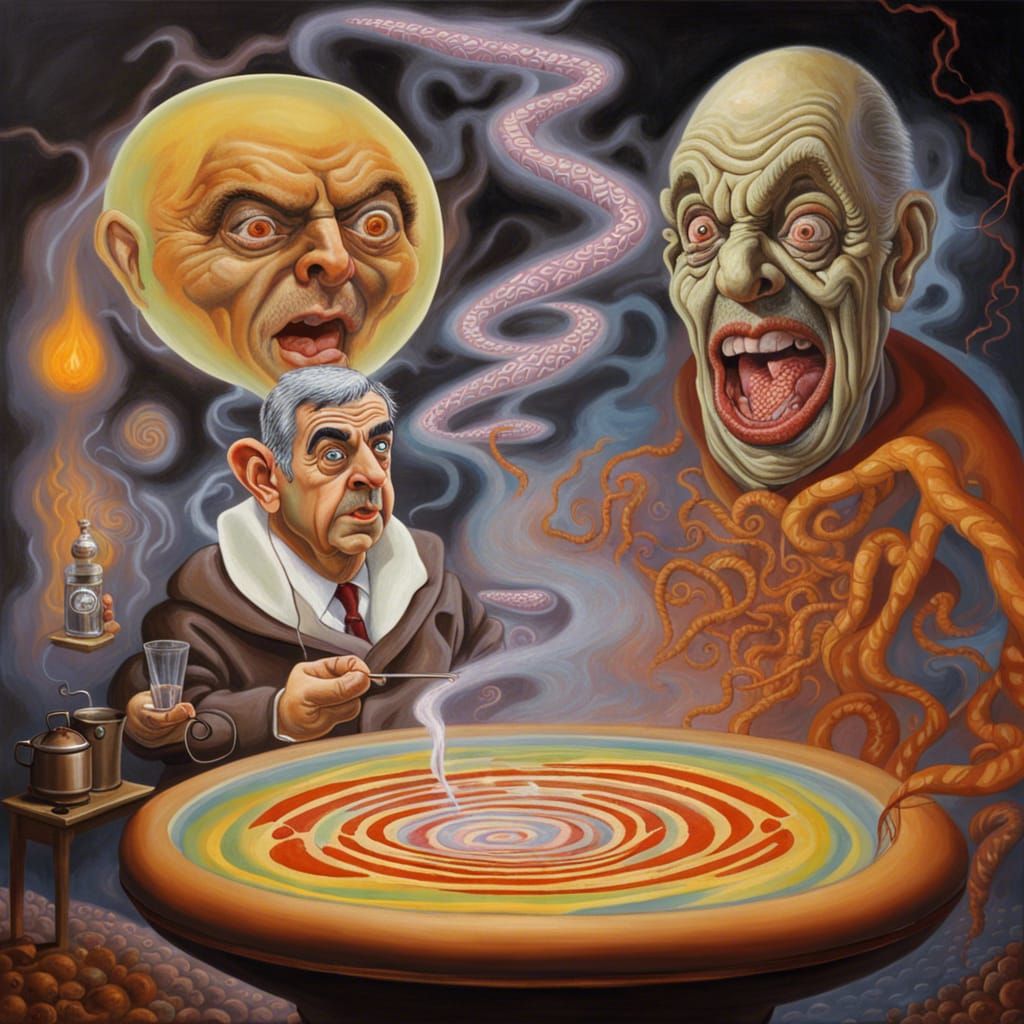 Surreal Ghostly BBQ Scene in Sci-Fi Horror Style