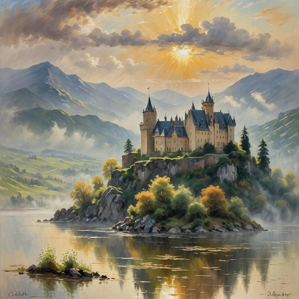 Amhuinnsuidhe Castle: Dreamy Impressionist Oil Painting
