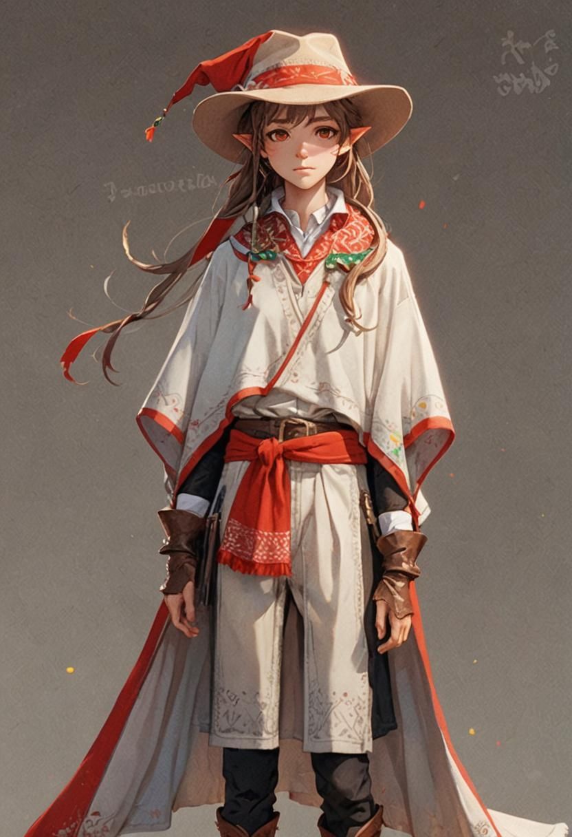 Anime Elf in Poncho with Intricate Details