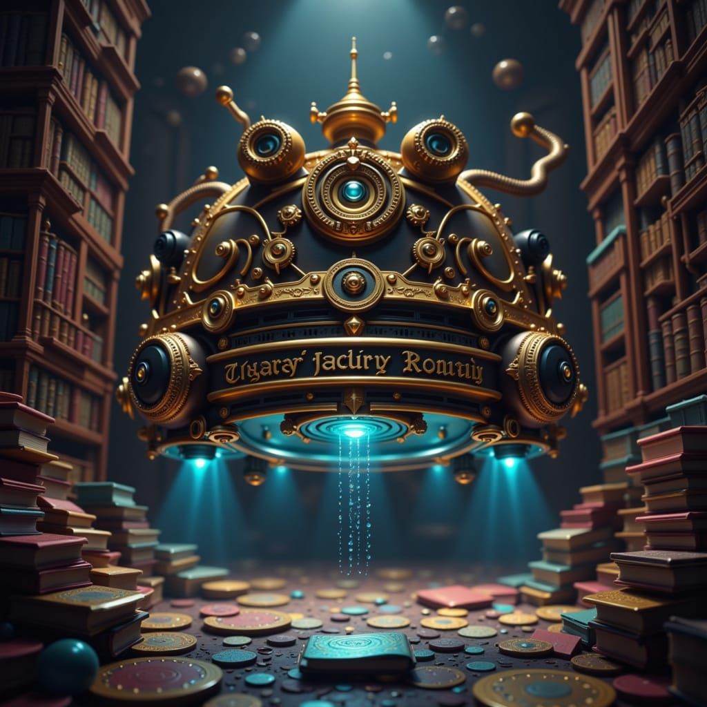 Steampunk Roomba in Victorian Study