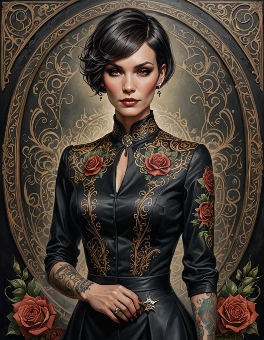 Seductive Magician Portrait in Oil Paint