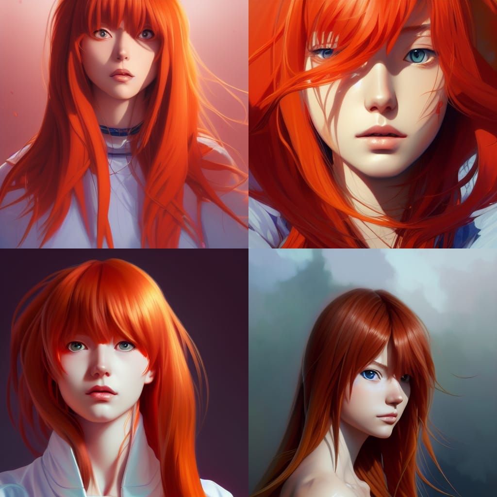 Asuka Langley Portrait in Art Nouveau Style