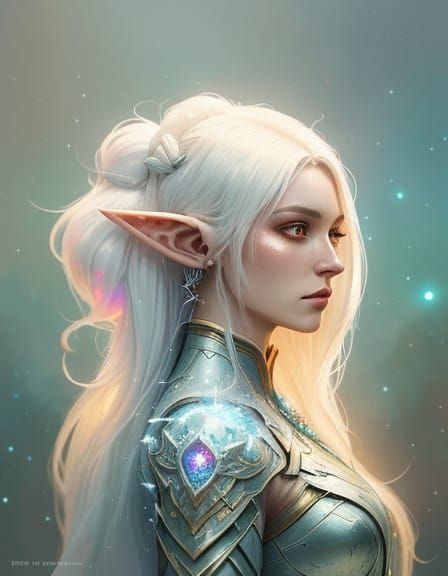 Ethereal Fantasy Hero Woman with Cosmic Aura