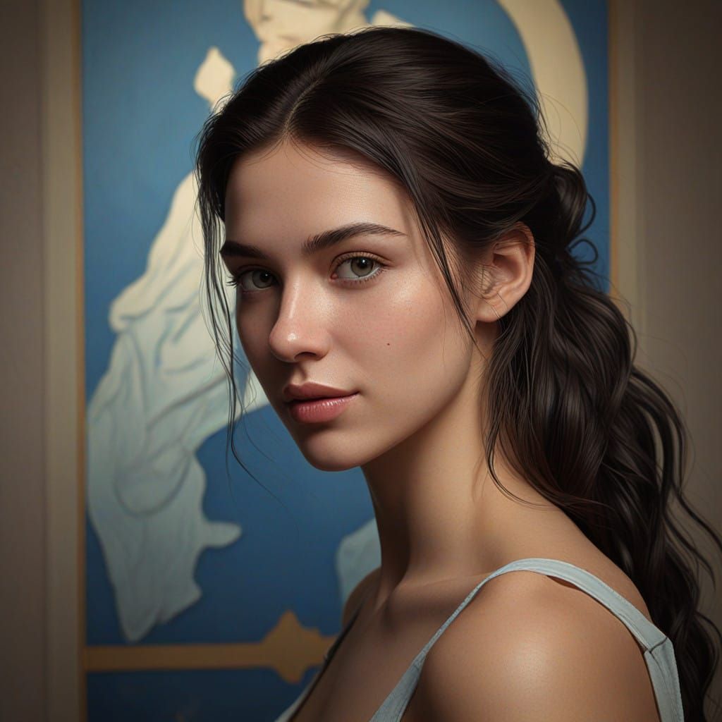Ethereal Woman in Soft Blue Light