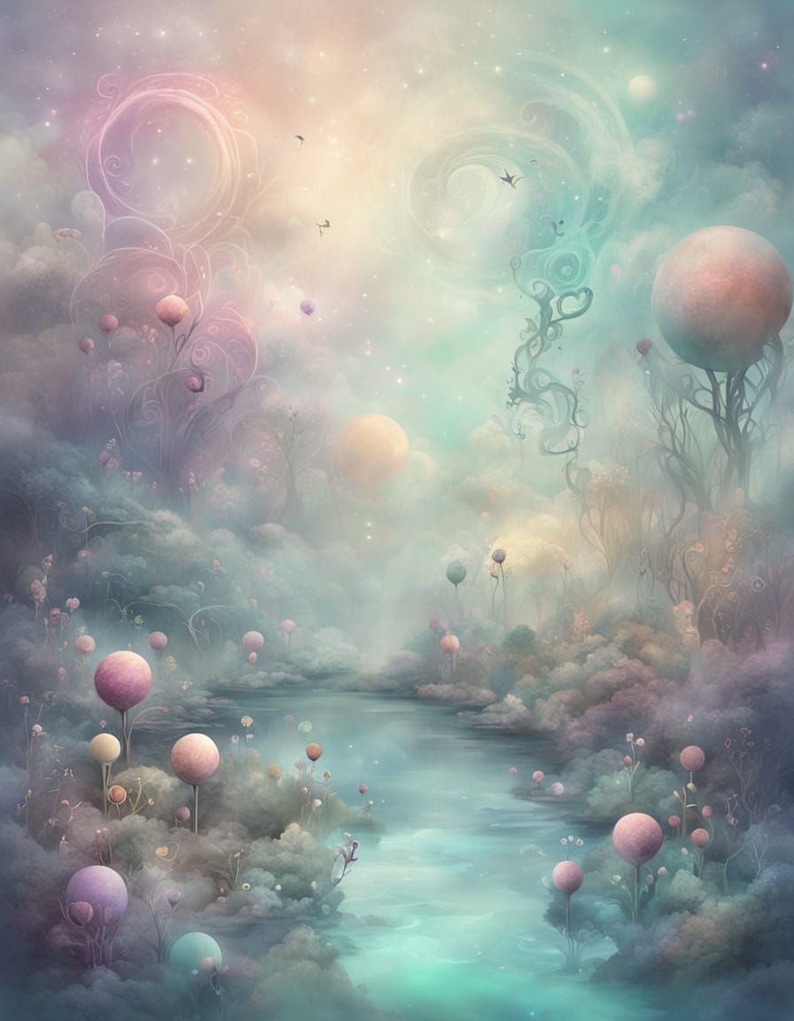 Dreamy Pastel Creatures on Alien Planets in Fairytale Art St...