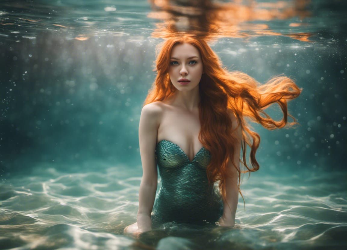 Ginger mermaids in the water