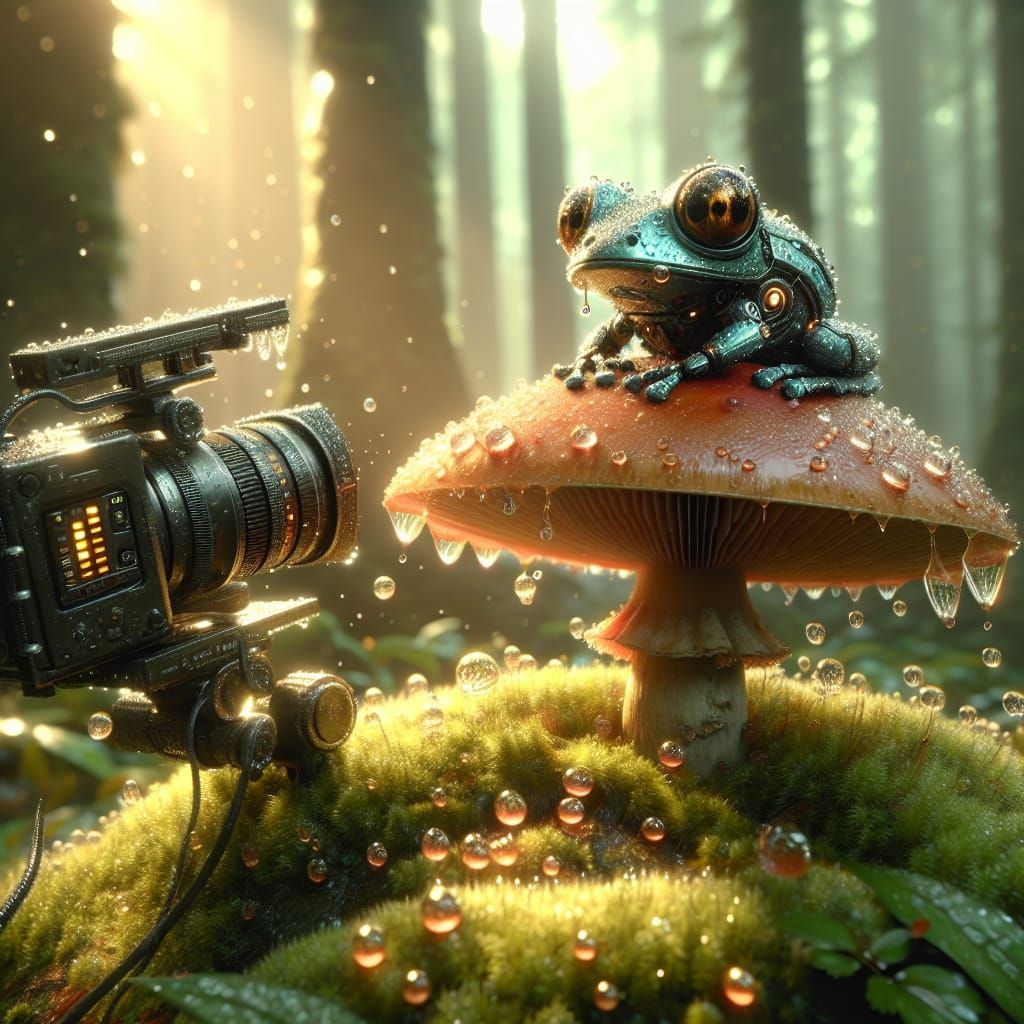 Tiny Frog Robot on Mushroom: 8K Game Cinematic