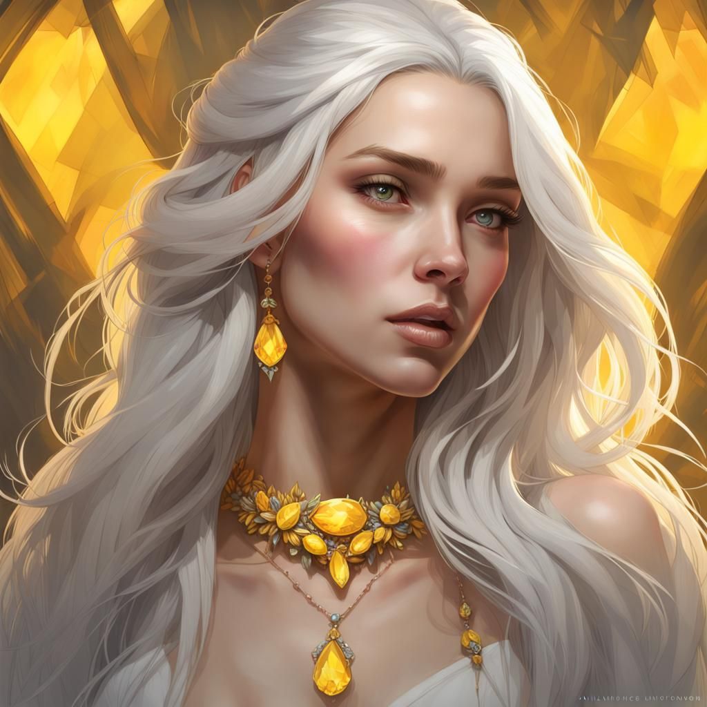 Girl with Sapphire Jewelry: Artstation Portrait