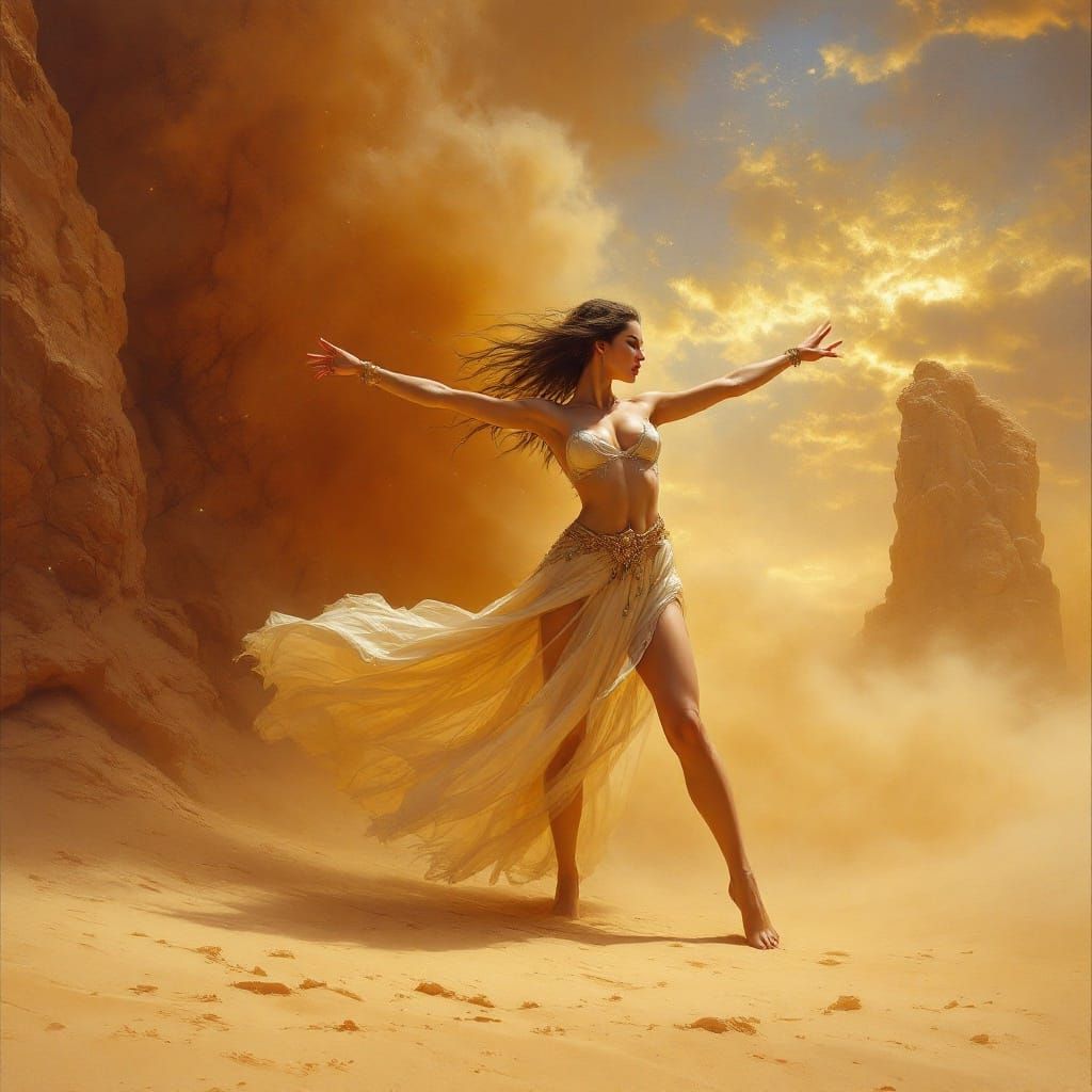 Sensual Desert Dancer in Epic Hyperdetailed Art