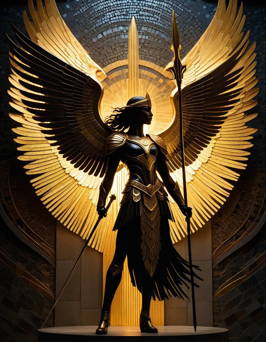 Backlit Silhouette with Golden Fringe in Art Nouveau Style