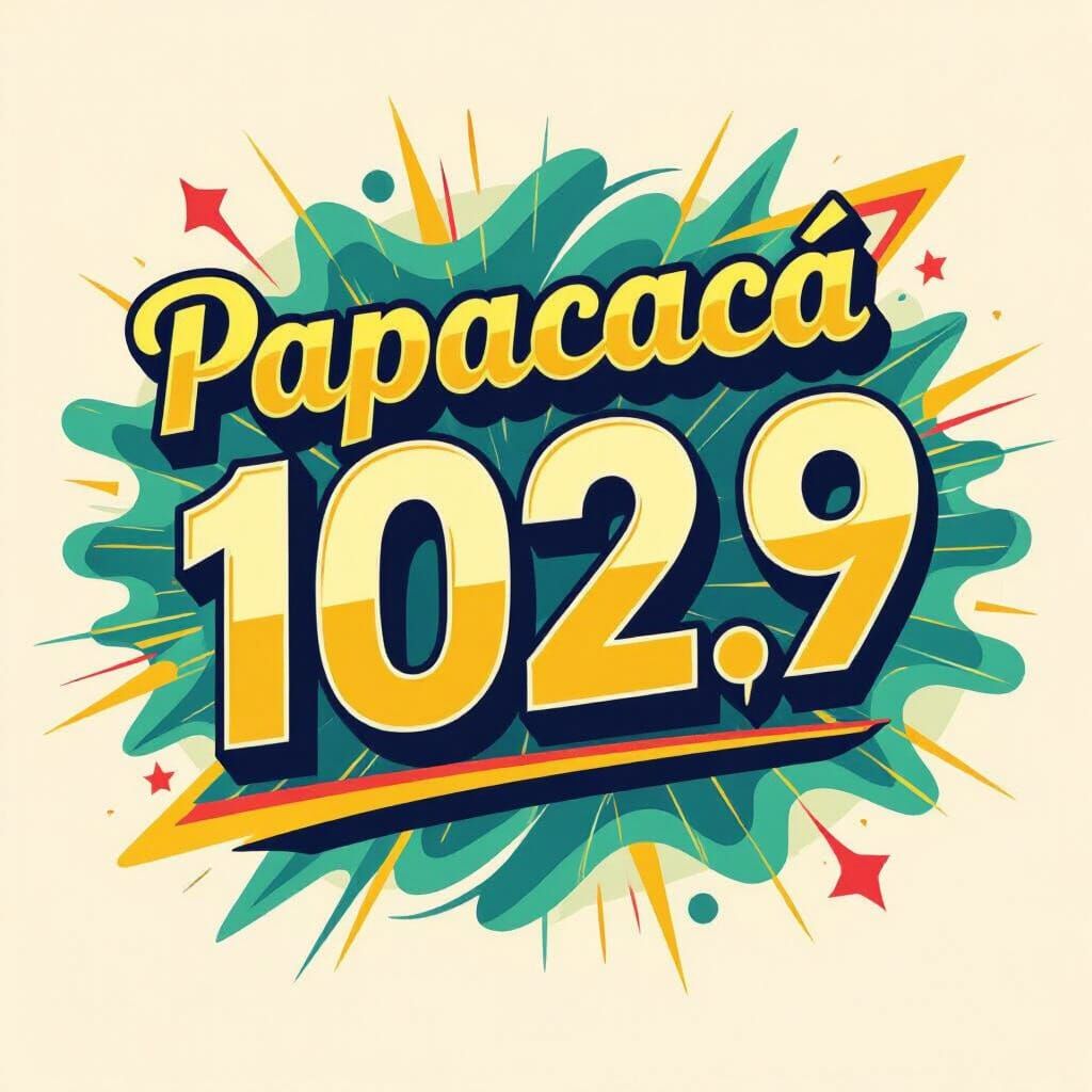 Papacacá FM 102.9 Bold Logo in 3D Anime Style