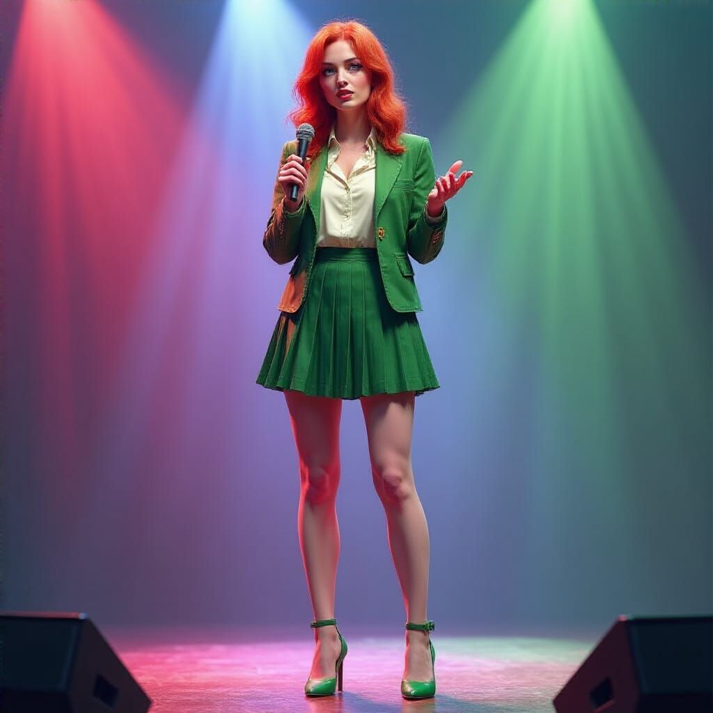 Woman Giving Presentation in Hyperrealistic Style