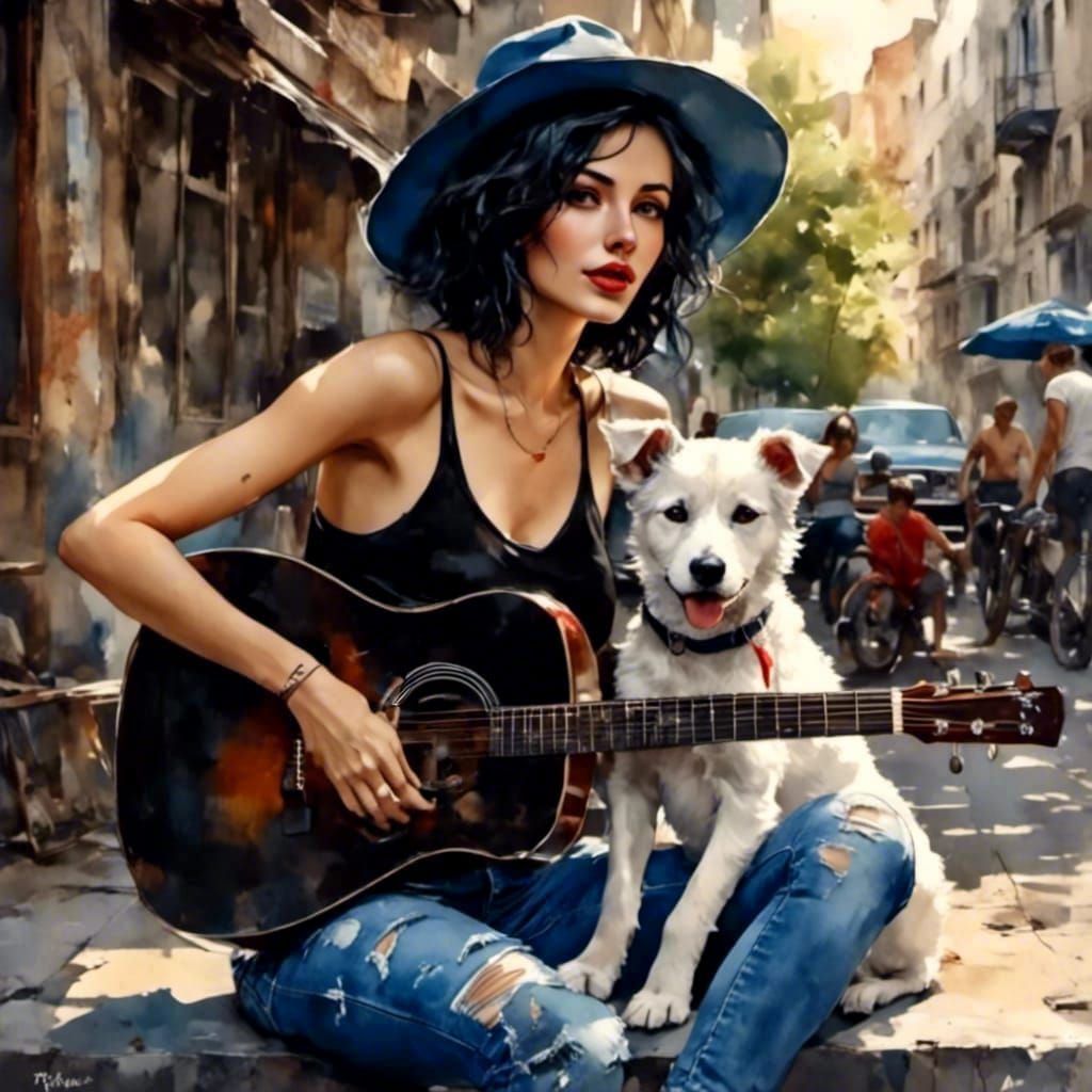 A guitar player and a singer