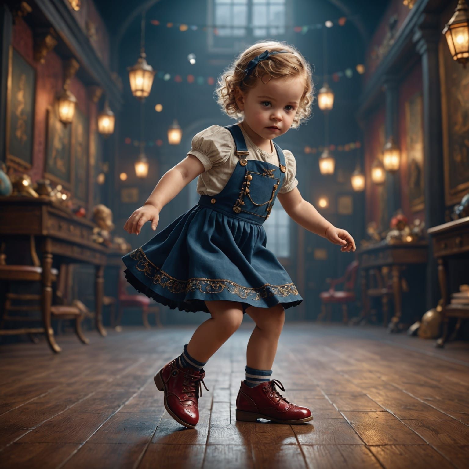 Toddler Tap Dancing: Detailed Fantasy Concept Art