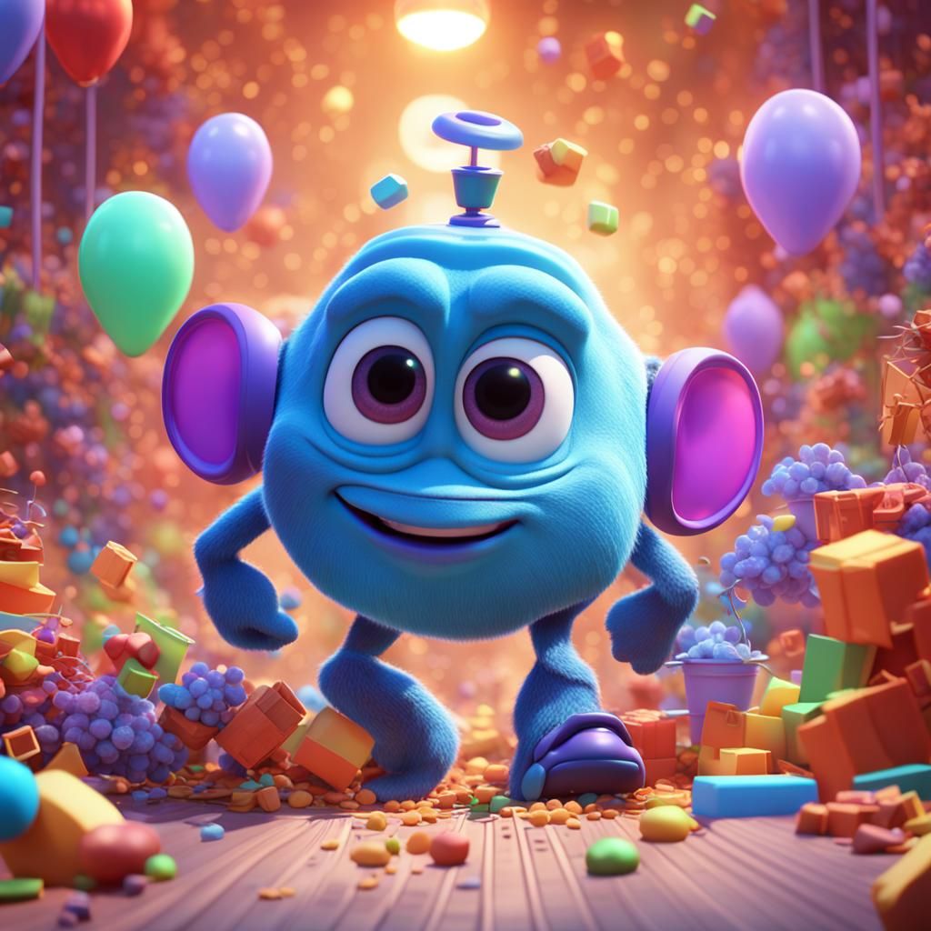 Pixar-Style 3D Digital Art with Bright Gradient