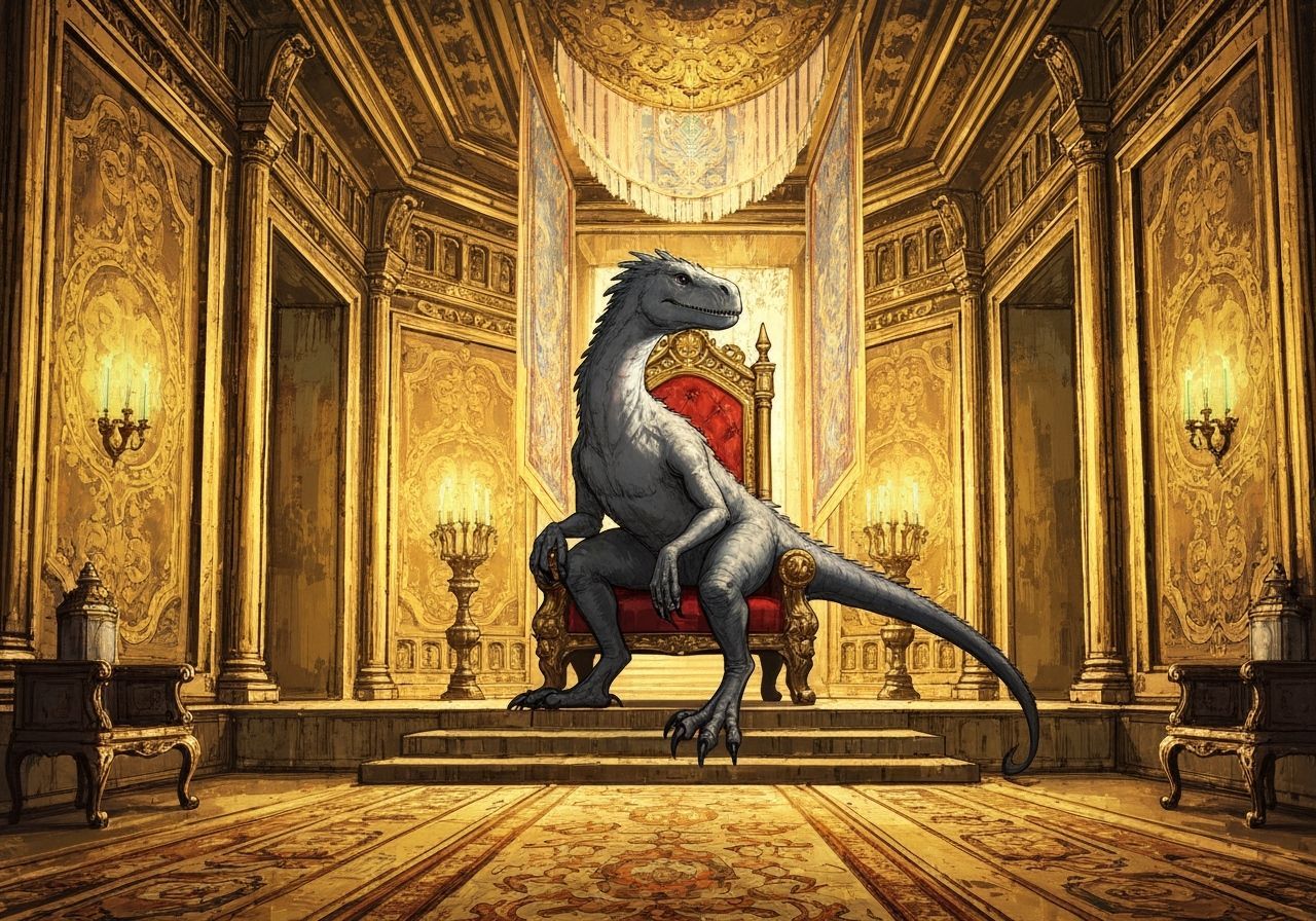Feathered Dinosaur King in Ornate Baroque Palace
