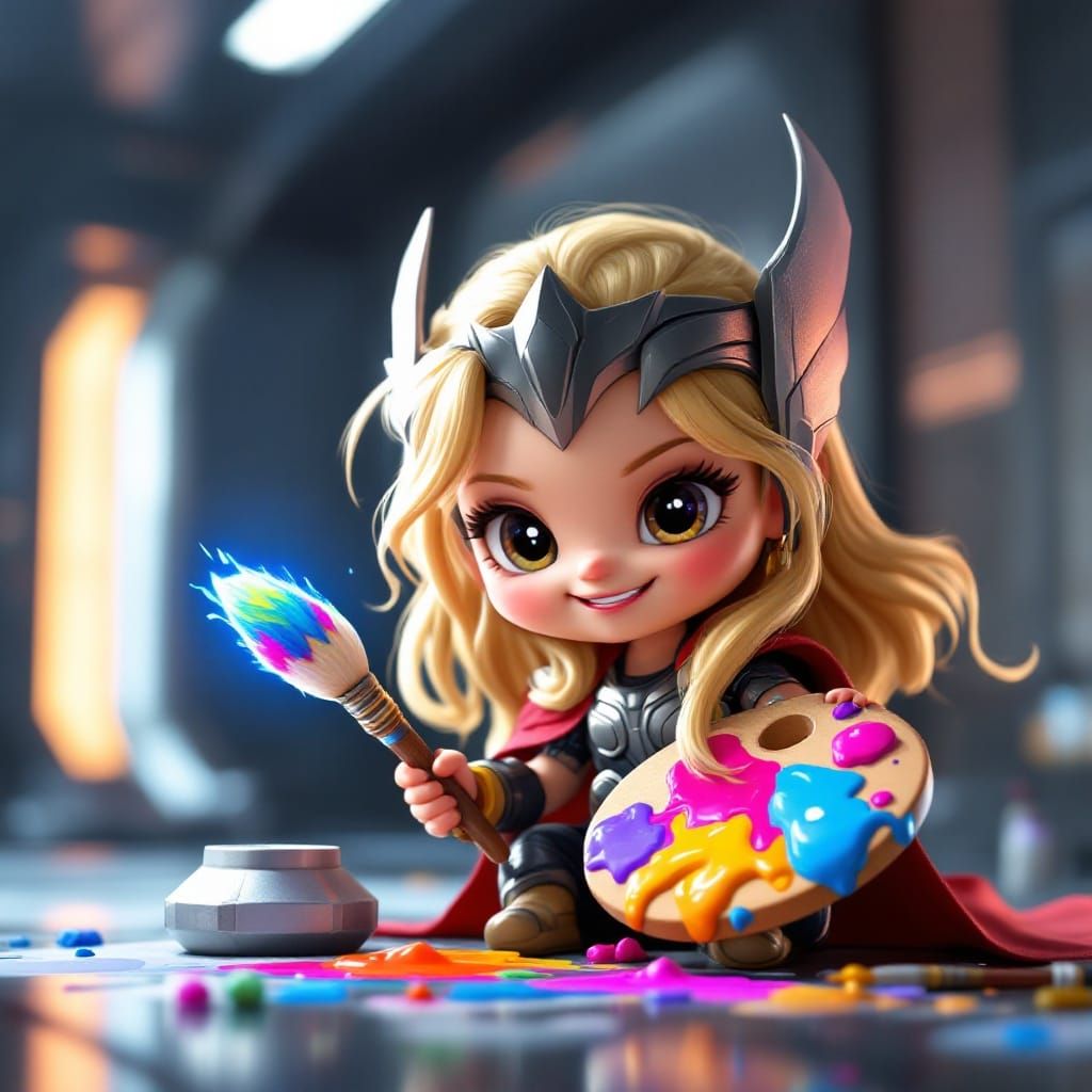 Chibi Thor Unleashes Her Artistic Side at Avengers HQ