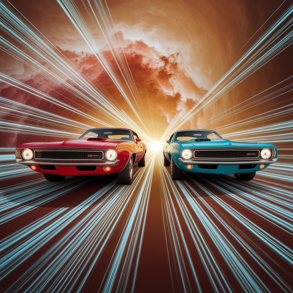 Vintage Muscle Cars in FTL Nebula